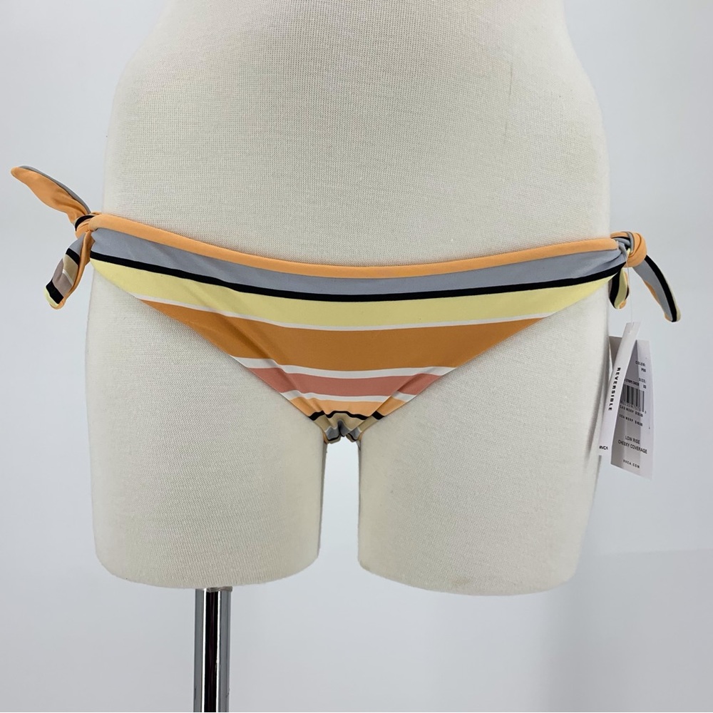 RVCA NWT Horizon Striped Reversible Cheeky Bikini Bottom, XS